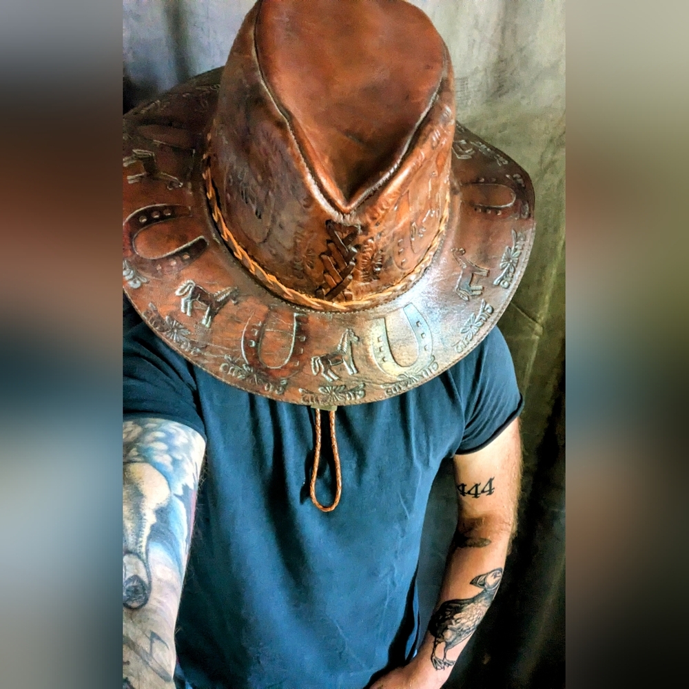 Leather Peruvian Cowboy Hat sz 7